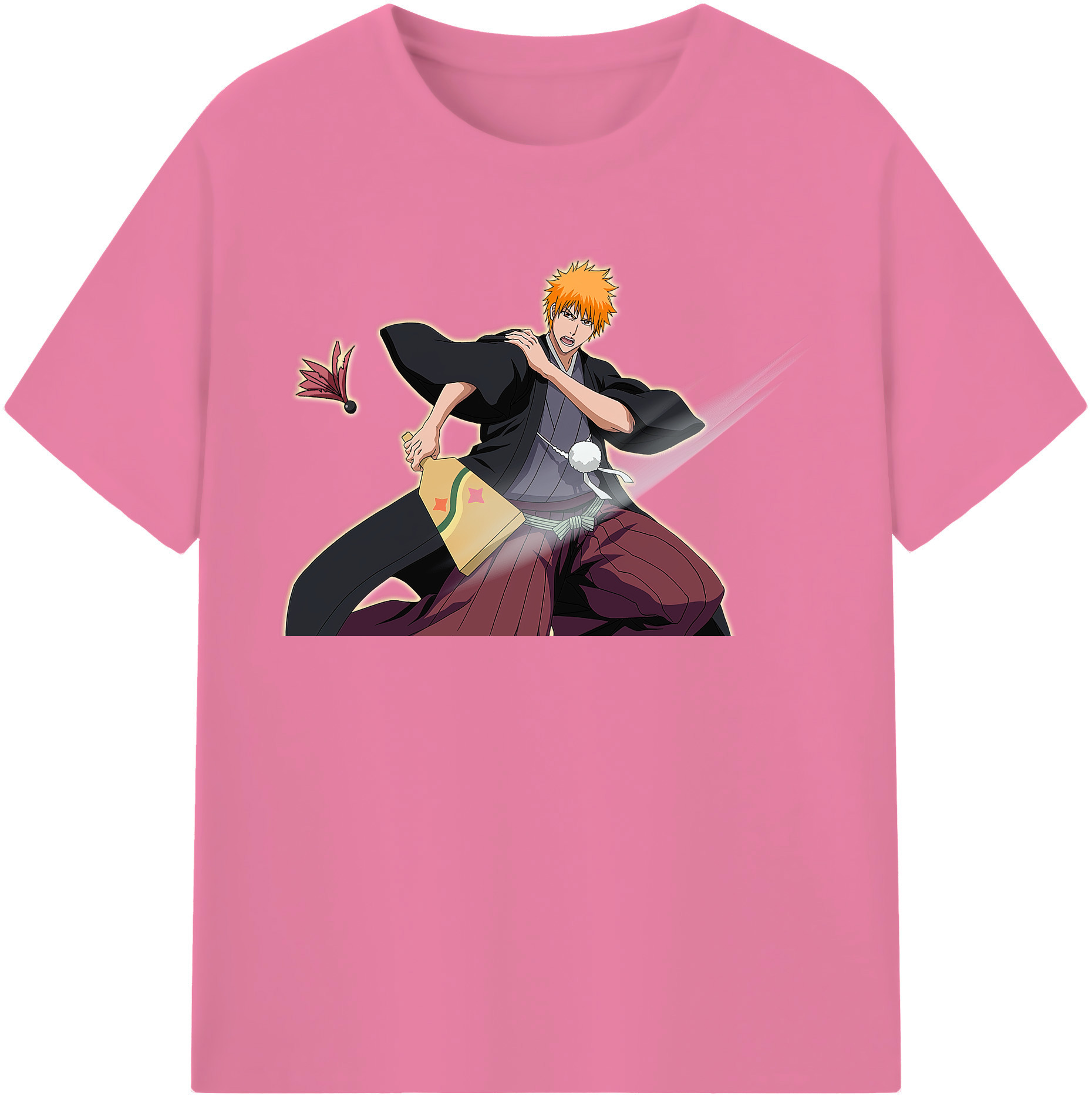 （画像用） ブリーチ 黒崎一護（くろさき いちご）BLEACH Kurosaki Ichigo 綿100％半袖Tシャツ（フロントプリント）